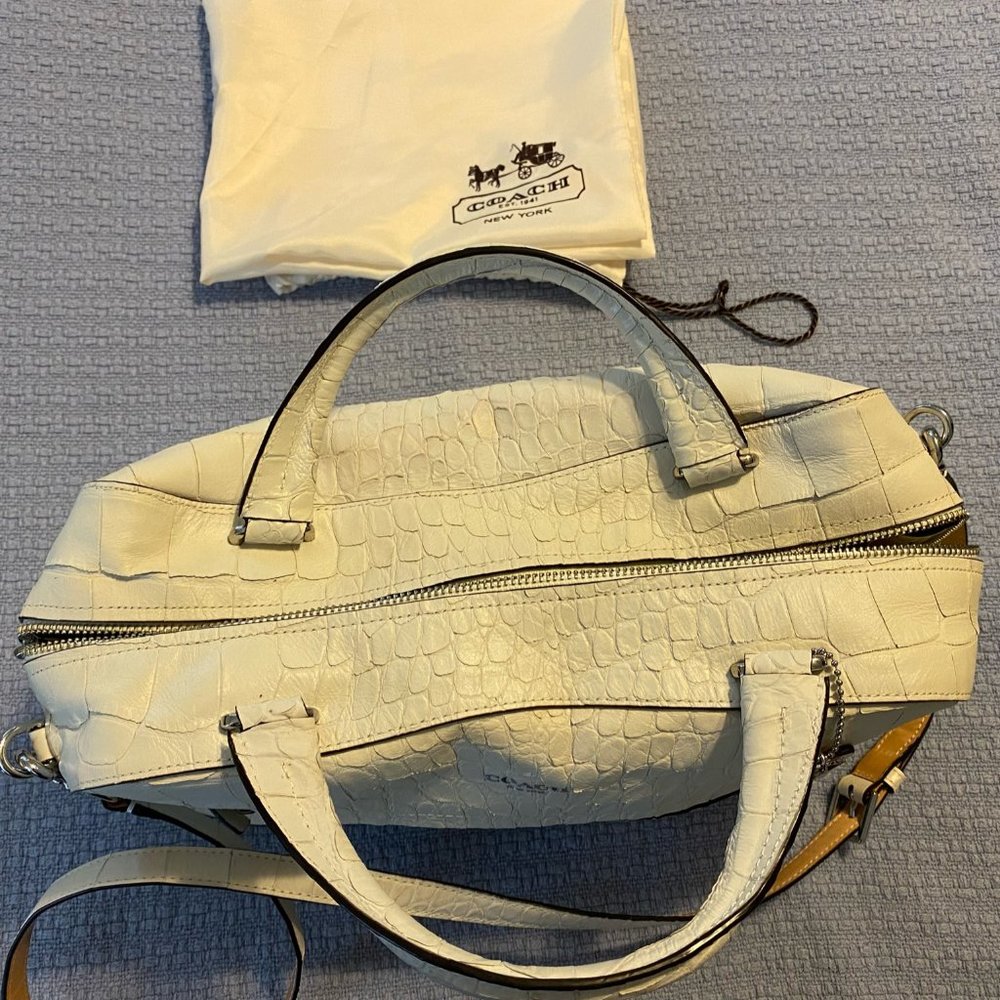 Coach Off White Crocodile Leather Handbag Purse - Picture 4 of 11